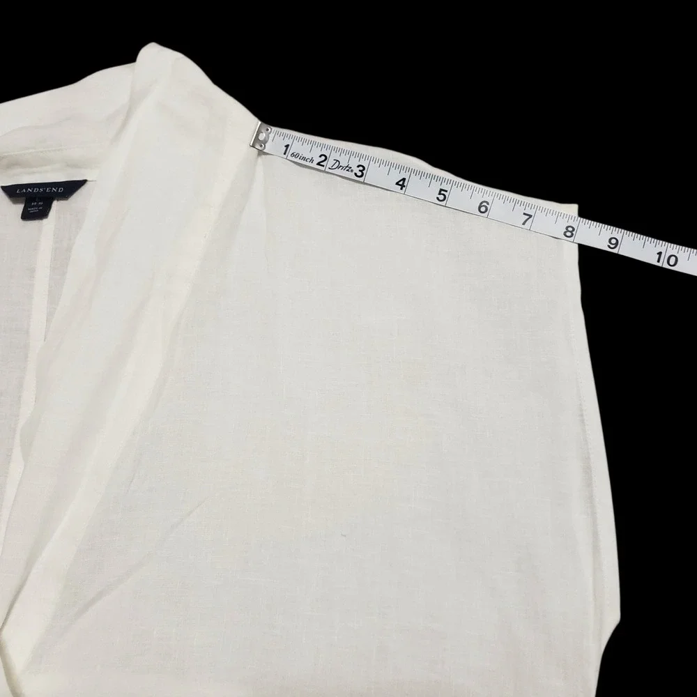 Lands End White 100% Linen V-Neck Tunic Coverup Top Womens Large 14-16 - Picture 9 of 11